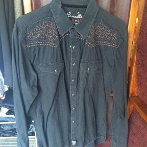 Wrangler rock 47 snap button Rockabilly shirt L